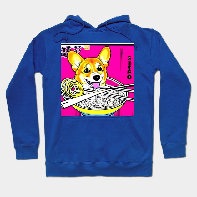 Corgi Eating Ramen Noodles Hoodie by Megaluxe 